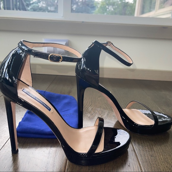 Stuart Weitzman Nudist Disco Sandal in Black Patent - Picture 3 of 5